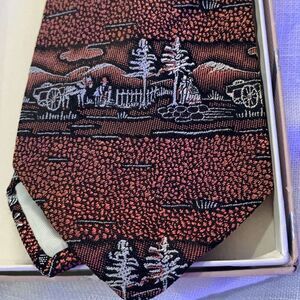 Vintage Mens Tie Copper Horse and Cart Mountains